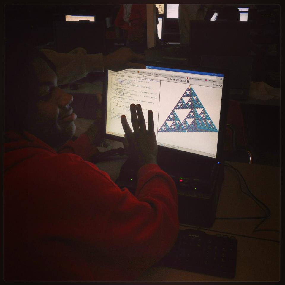 Jordan managed to make his Sierpinski triangle look like it's 3D