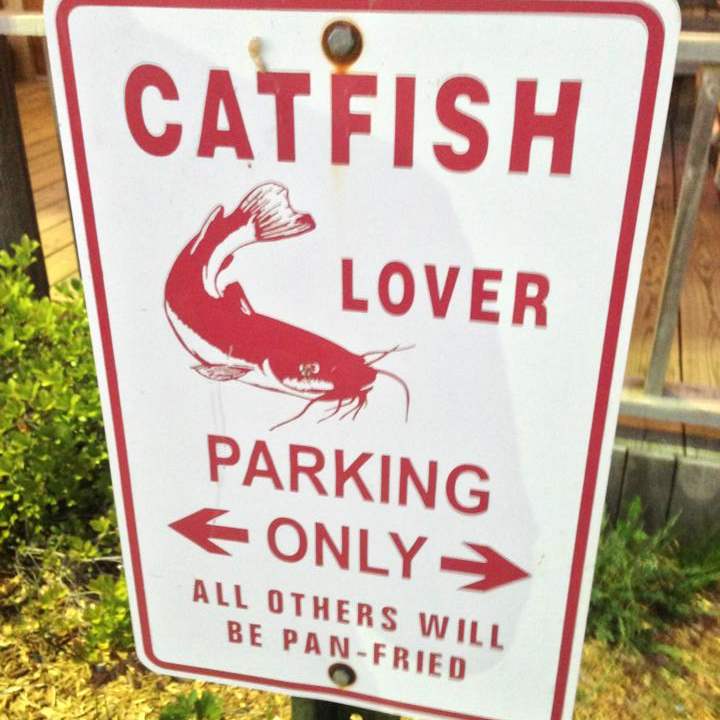 Catfish lover parking only - all others will be pan-fried (at Fat Baby's Catfish House in Cleveland)